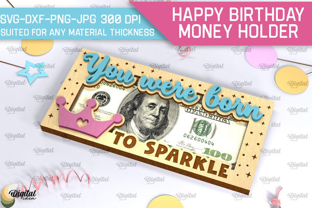 Happy Birthday Money Holder SVG. Laser Cut Money Gift Box SVG Evgenyia Guschina 
