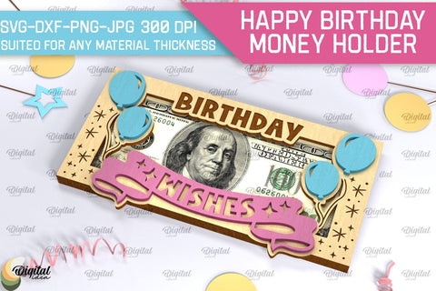 Happy Birthday Money Holder SVG. Laser Cut Money Gift Box SVG Evgenyia Guschina 