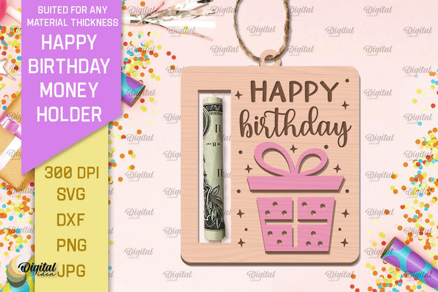 Happy Birthday Money Holder SVG. Money Holder Laser Cut SVG Evgenyia Guschina 