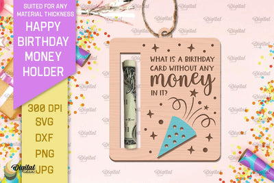 Happy Birthday Money Holder SVG. Money Holder Laser Cut SVG Evgenyia Guschina 