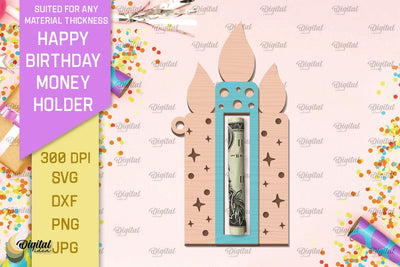 Happy Birthday Money Holder SVG. Money Holder Laser Cut SVG Evgenyia Guschina 
