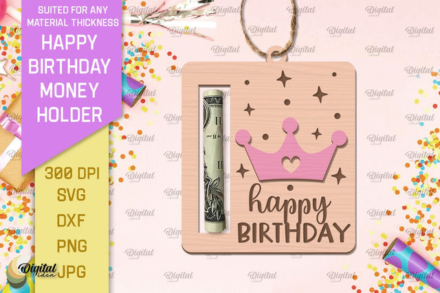 Happy Birthday Money Holder SVG. Money Holder Laser Cut SVG Evgenyia Guschina 