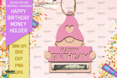 Happy Birthday Money Holder SVG. Money Holder Laser Cut SVG Evgenyia Guschina 
