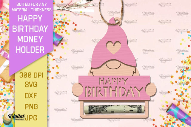 Happy Birthday Money Holder SVG. Money Holder Laser Cut SVG Evgenyia Guschina 