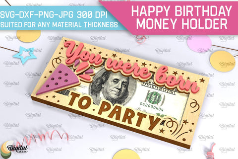 Happy Birthday Money Holders SVG Bundle. Laser Cut Money Gift Box SVG Evgenyia Guschina 