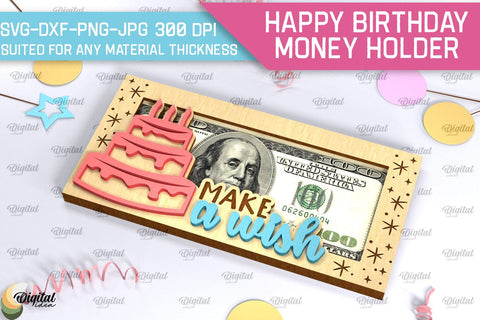 Happy Birthday Money Holders SVG Bundle. Laser Cut Money Gift Box SVG Evgenyia Guschina 