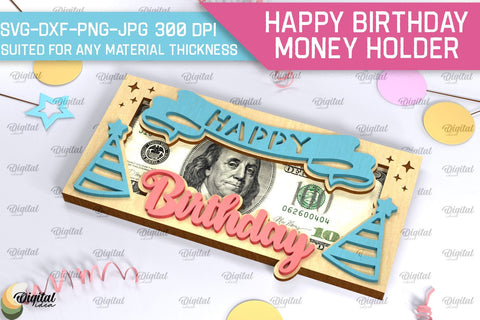 Happy Birthday Money Holders SVG Bundle. Laser Cut Money Gift Box SVG Evgenyia Guschina 