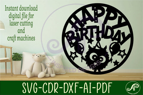 Happy birthday monster wall sign svg laser cut file SVG APInspireddesigns 