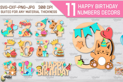 Happy Birthday Numbers LaserCut Bundle. Birthday Numbers SVG SVG Evgenyia Guschina 