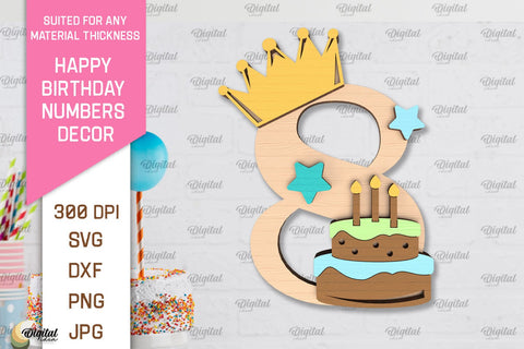 Happy Birthday Numbers LaserCut Bundle. Birthday Numbers SVG SVG Evgenyia Guschina 