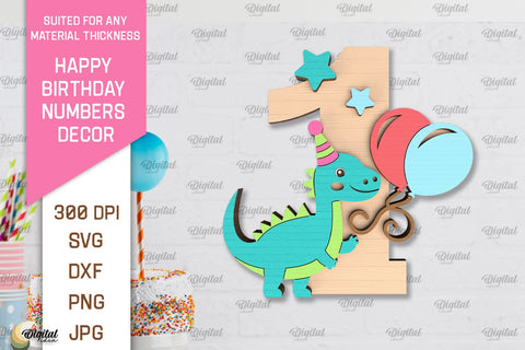 Happy Birthday Numbers LaserCut Bundle. Birthday Numbers SVG SVG Evgenyia Guschina 