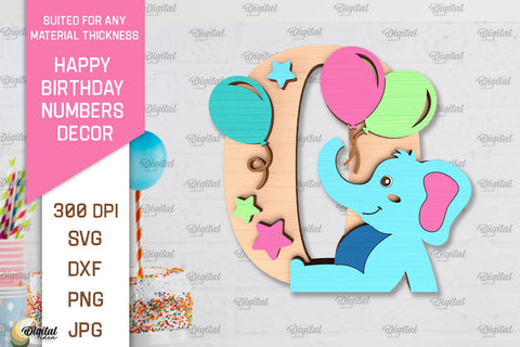 Happy Birthday Numbers LaserCut Bundle. Birthday Numbers SVG SVG Evgenyia Guschina 