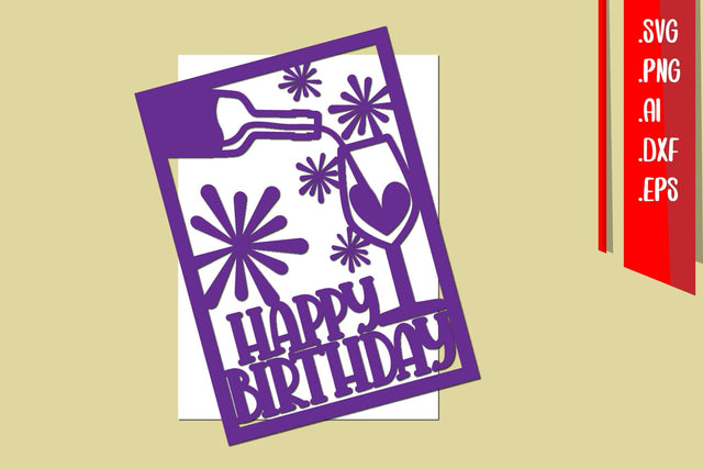 Happy Birthday Paper cut, Birthday Cut Files, Birthday Card SVG zafrans studio 