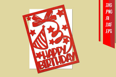 Happy Birthday Papercut, Birthday Invitation Template SVG zafrans studio 