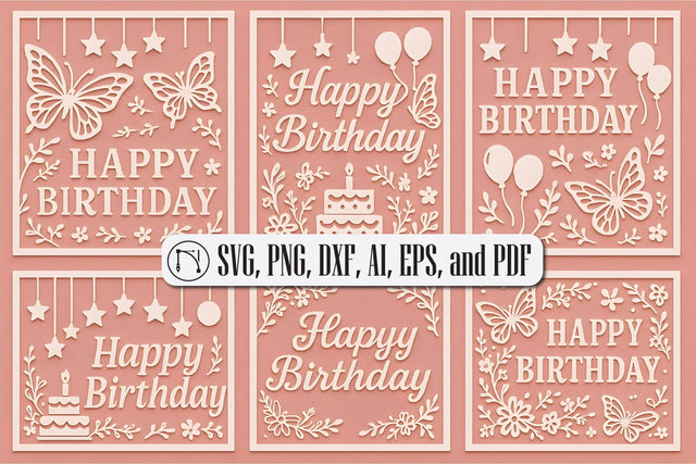 Happy Birthday Papercut Card SVG Bundle SVG MD JOYNAL ABDIN 