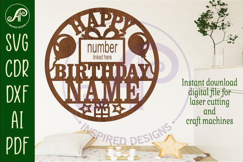 Happy birthday personalized wall art sign d2 SVG APInspireddesigns 