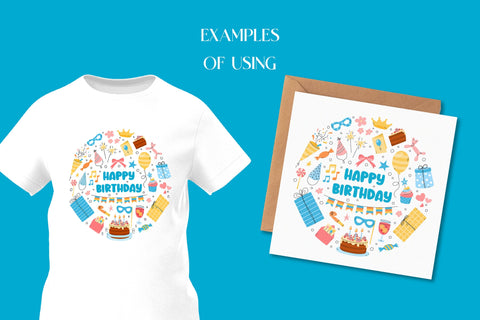 Happy Birthday PNG Sublimation | BDay Round Design for Greeting Cards, Posters, Mugs, T-Shirts | Cute Birthday Print | Party Elements Sublimation AnnaViolet_store 