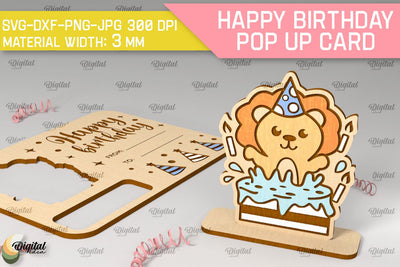 Happy Birthday Pop Up Card Laser Cut. Greeting Card SVG SVG Evgenyia Guschina 
