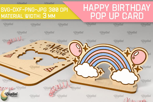 Happy Birthday Pop Up Card Laser Cut. Greeting Card SVG SVG Evgenyia Guschina 