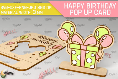 Happy Birthday Pop Up Card Laser Cut. Greeting Card SVG SVG Evgenyia Guschina 