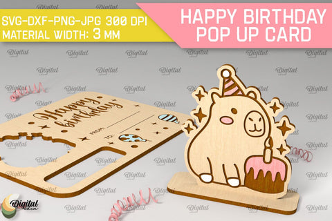 Happy Birthday Pop Up Card Laser Cut. Greeting Card SVG SVG Evgenyia Guschina 