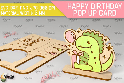 Happy Birthday Pop Up Card Laser Cut. Greeting Card SVG SVG Evgenyia Guschina 