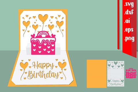 Happy Birthday Pop-Up Card SVG zafrans studio 