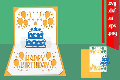 Happy Birthday Pop-Up Card SVG zafrans studio 