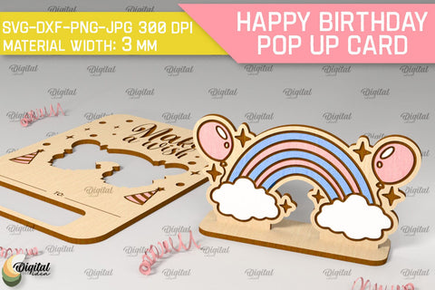 Happy Birthday Pop Up Cards Laser Cut Bundle. Greeting Cards SVG Evgenyia Guschina 
