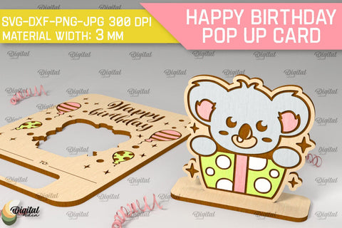 Happy Birthday Pop Up Cards Laser Cut Bundle. Greeting Cards SVG Evgenyia Guschina 