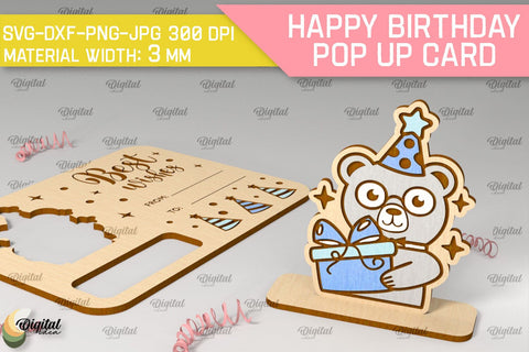 Happy Birthday Pop Up Cards Laser Cut Bundle. Greeting Cards SVG Evgenyia Guschina 