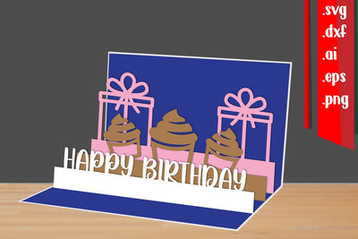 Happy Birthday Popup Card DIY 3D Paper zafrans studio 