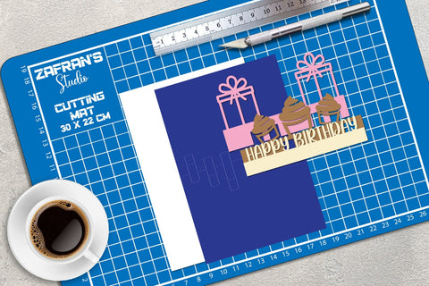 Happy Birthday Popup Card DIY 3D Paper zafrans studio 