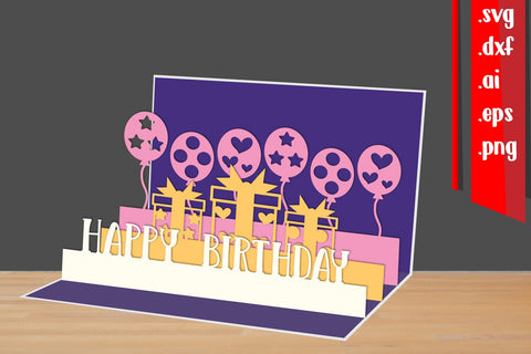 Happy Birthday Popup Card DIY SVG zafrans studio 