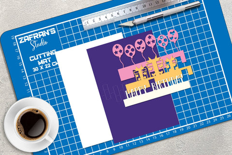 Happy Birthday Popup Card DIY SVG zafrans studio 