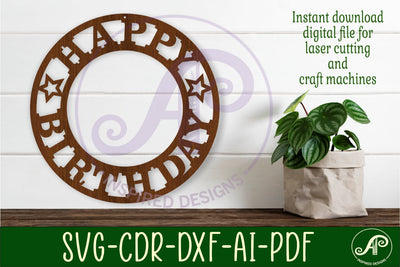 Happy birthday ring wall sign, SVG file. SVG APInspireddesigns 