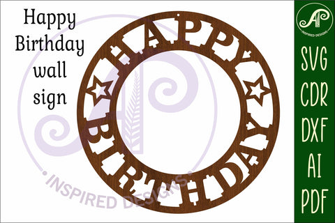 Happy birthday ring wall sign, SVG file. SVG APInspireddesigns 