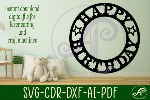 Happy birthday ring wall sign, SVG file. SVG APInspireddesigns 
