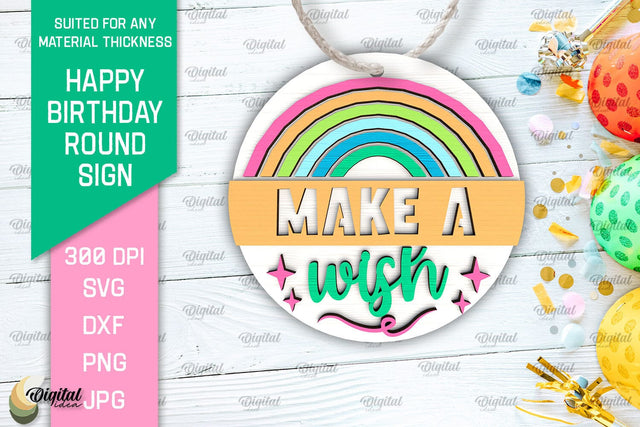 Happy Birthday Round Sign Laser Cut. Birthday Decor SVG SVG Evgenyia Guschina 