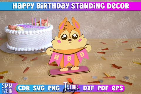 Happy Birthday Standing Decor Bundle | Animals Shape | Table Statuette | Wooden Figurine | CNC Files SVG The T Store Design 