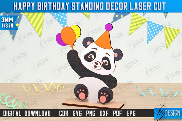 Happy Birthday Standing Decor Laser Cut | Animals Shape | Table Statuette | Wooden Figurine | CNC File SVG Fly Design 
