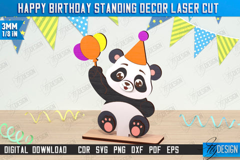 Happy Birthday Standing Decor Laser Cut Bundle | Animals Shape | Table Statuette | Wooden Figurine | CNC Files SVG Fly Design 
