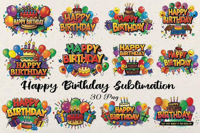 Happy Birthday Sublimation Clipart SVG Angelina750 