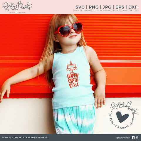 Happy Birthday SVG | Birthday Cake SVG | Hand Lettered SVG SVG Ikonart Design Shop 