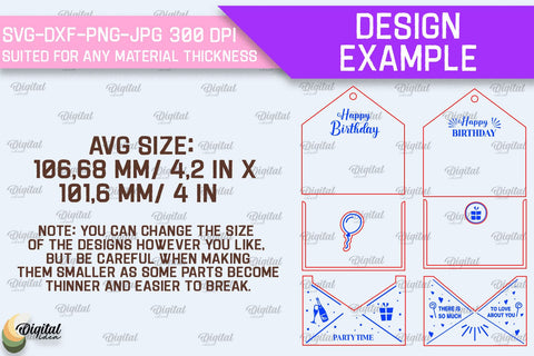 Happy Birthday SVG Bundle. Gift Card Holder Laser Cut SVG Evgenyia Guschina 