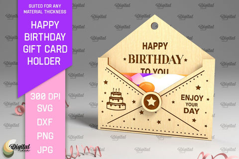Happy Birthday SVG Bundle. Gift Card Holder Laser Cut SVG Evgenyia Guschina 