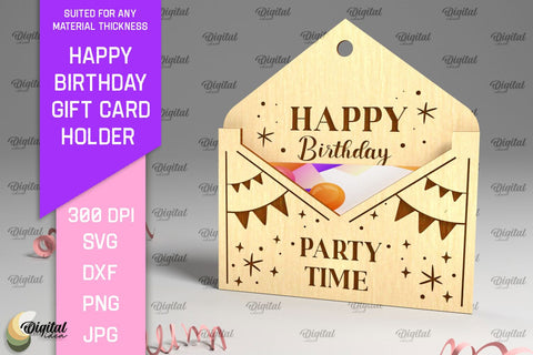 Happy Birthday SVG Bundle. Gift Card Holder Laser Cut SVG Evgenyia Guschina 