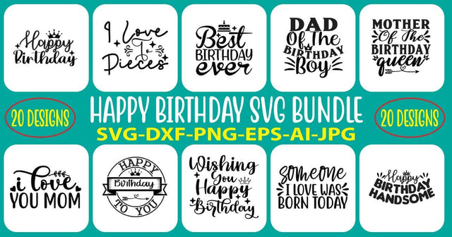 Happy Birthday SVG Bundle SVG Syaman 