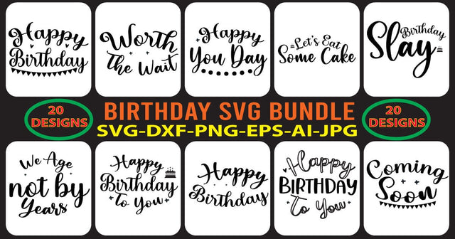 Happy Birthday SVG Bundle SVG Syaman 