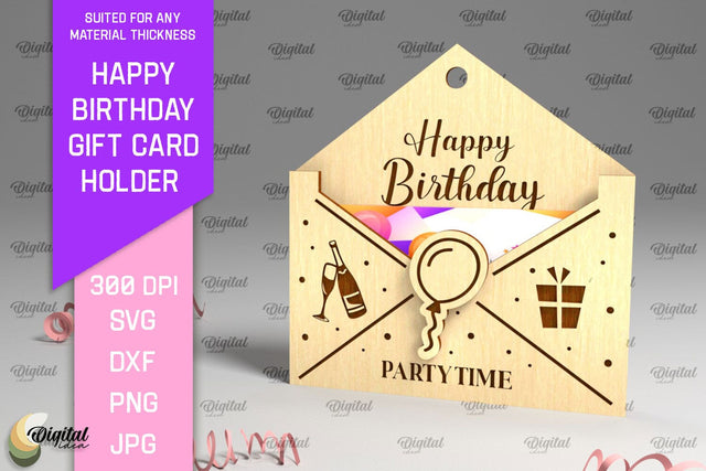 Happy Birthday SVG. Gift Card Holder Laser Cut SVG Evgenyia Guschina 
